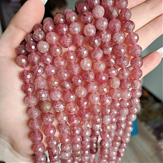 Клубничный кварц гранёный D8N16