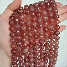 Клубничный кварц гранёный D10N18